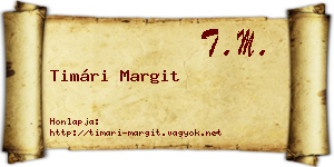 Timári Margit névjegykártya